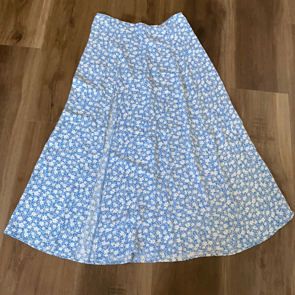 Reformation side slit floral skirt